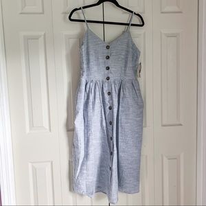 Blue midi dress w/ white stripes